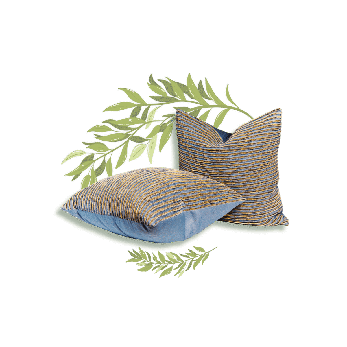 Blue & Gold Textured Pillow Set