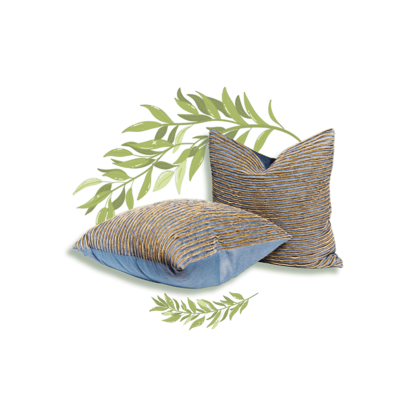 Blue & Gold Textured Pillow Set