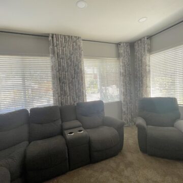 Room view with Willow Haven grommet curtains showing soft, full folds
