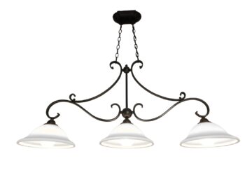 Oil rubbed bronze 3-light linear chandelier with white glass shades