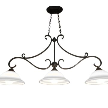 Oil rubbed bronze 3-light linear chandelier with white glass shades