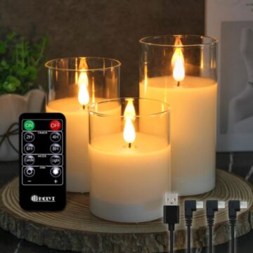 Rechargeable Flameless LED Candles with Remote (Set of 3)