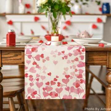 Romantic Pink Heart Table Runner – Valentine’s Day Decor