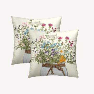 Wildflower Floral Throw Pillow Covers (Set of 2) – Soft Botanical Cottage Style