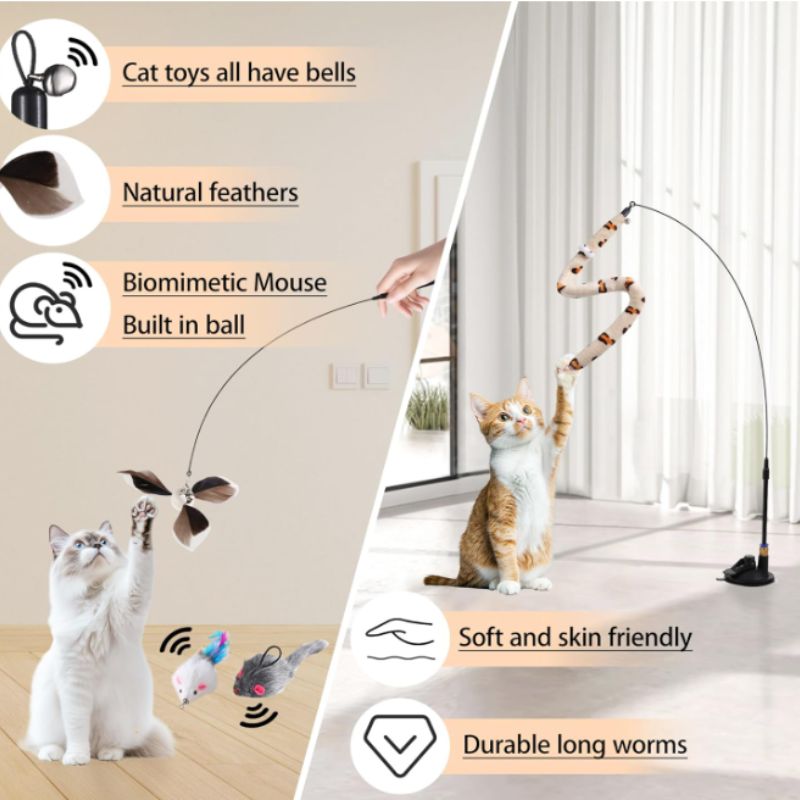 12-Piece Interactive Cat Toy Set – Suction Cup, Door Hanging & Feather Toys | Willow Haven Co 12-Piece Interactive Cat Toy Set – Suction Cup, Door Hanging & Feather Toys - Image 3
