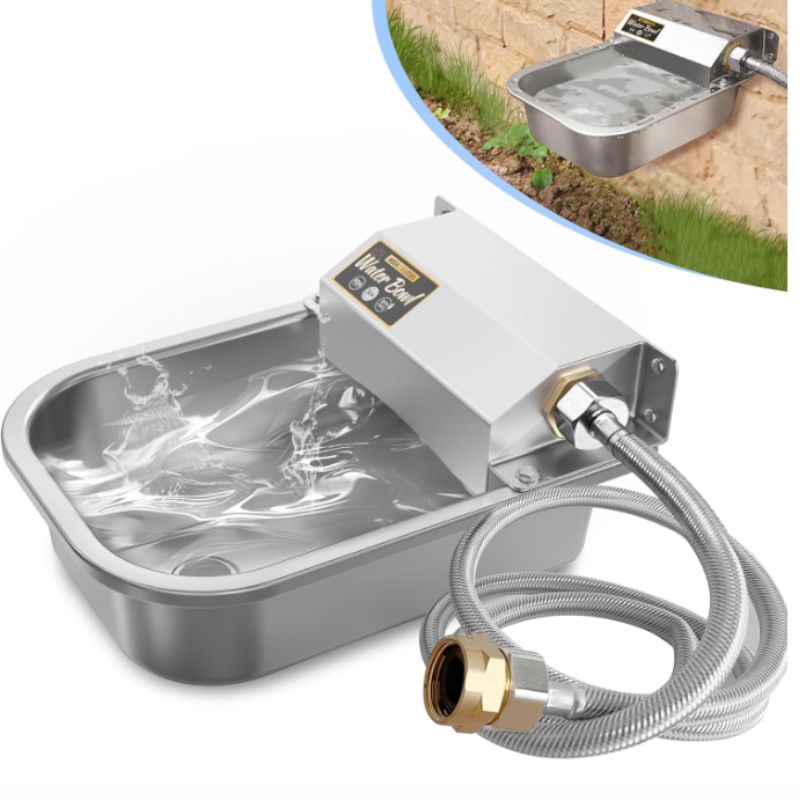 Automatic Outdoor Pet Water Dispenser – 3L Stainless Steel Auto-Fill Pet Water Bowl | Willow Haven Co Automatic outdoor pet water dispenser with 3L stainless steel auto-fill bowl and hose connection