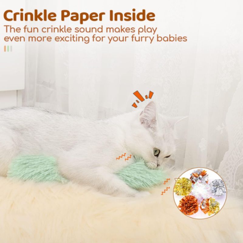 Catnip Kicker Toys (Set of 3) – Soft Plush Crinkle Pillow Kickers for Indoor Cats | Willow Haven Co Plush catnip kicker toy with crinkle paper for interactive indoor play