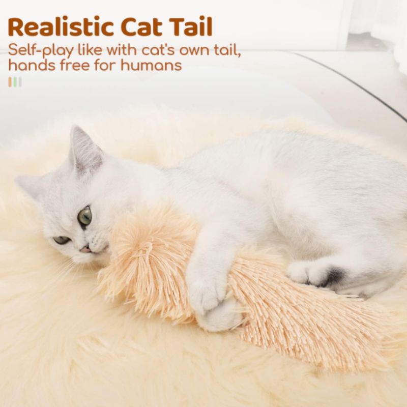 Catnip Kicker Toys (Set of 3) – Soft Plush Crinkle Pillow Kickers for Indoor Cats | Willow Haven Co Fuzzy tail catnip kicker toy designed to mimic a real cat tail