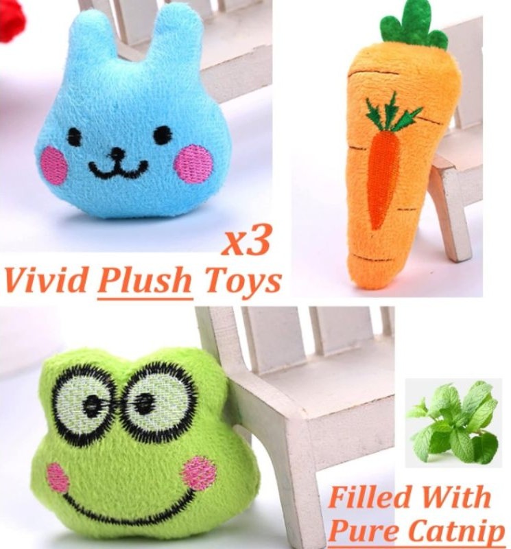 Catnip Toys for Cats – 12-Pack Silvervine & Organic Chew Toys | Willow Haven Co Plush catnip toys for cats including carrot, bunny, and frog designs