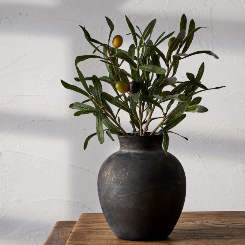 Ceramic Decorative Vase with Faux Greenery – Rustic Bronze Accent | Willow Haven Co Ceramic Decorative Vase with Faux Greenery – Rustic Bronze Accent