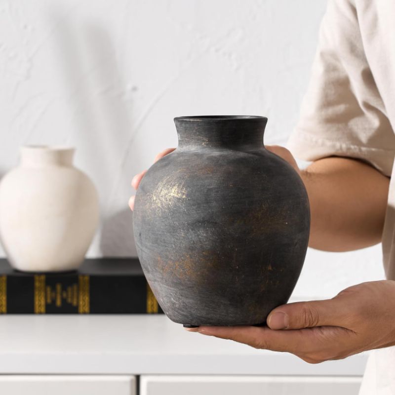 Ceramic Decorative Vase with Faux Greenery – Rustic Bronze Accent | Willow Haven Co Ceramic Decorative Vase with Faux Greenery – Rustic Bronze Accent - Image 2