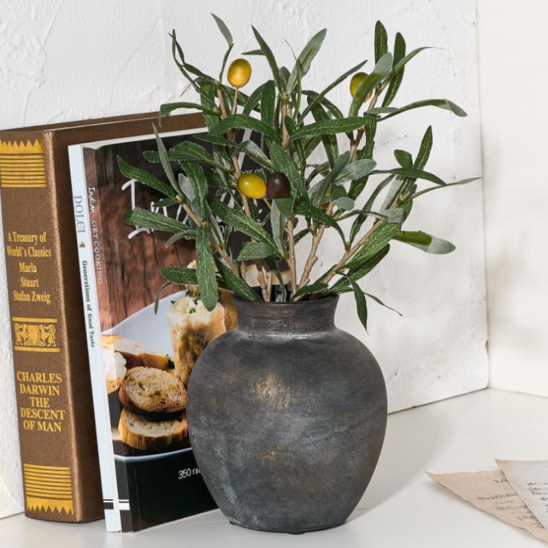 Ceramic Decorative Vase with Faux Greenery – Rustic Bronze Accent | Willow Haven Co Ceramic Decorative Vase with Faux Greenery – Rustic Bronze Accent - Image 3