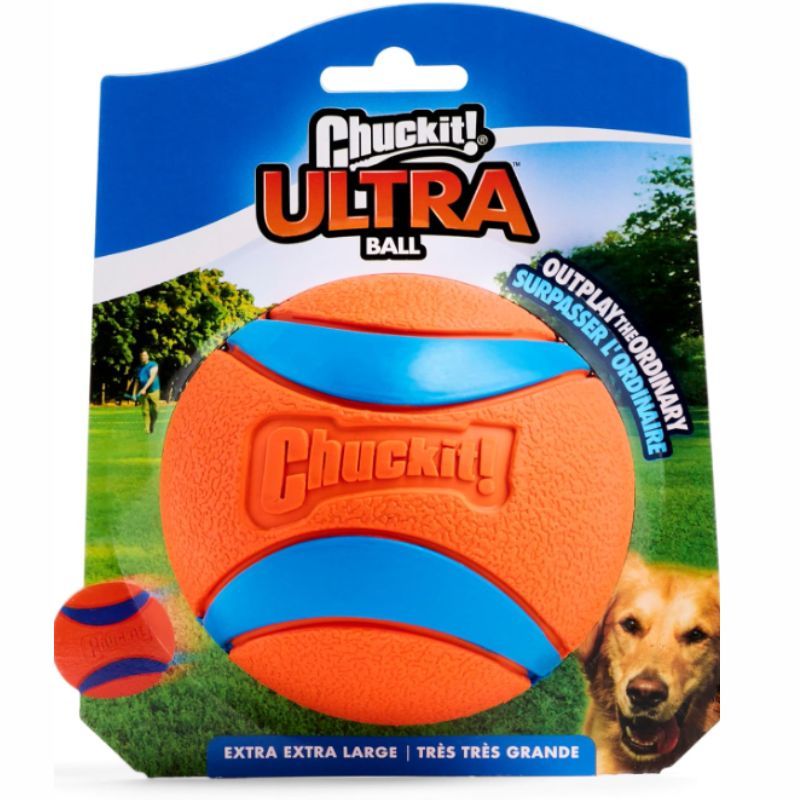 Chuckit! Ultra Ball Dog Toy – XXL 4" Durable Rubber Fetch Ball for Large Dogs | Willow Haven Co Chuckit! ultra ball XXL packaging front view