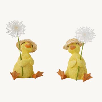 Duck Figurine Decor – Whimsical Twin Duckling Resin Statues for Shelves & Coffee Tables