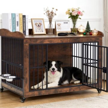Furniture-Style Dog Crate End Table with Wheels (42")