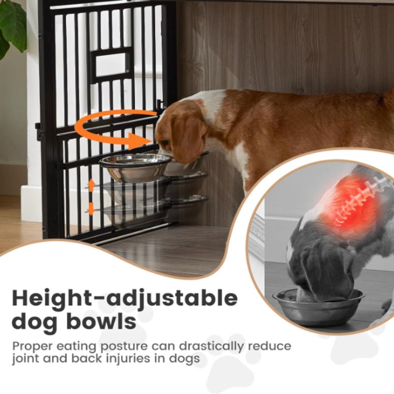 Furniture Style Dog Crate – Rustic Wooden Dog Crate with Bowls | Willow Haven Co Furniture Style Dog Crate – Rustic Wooden Dog Crate with Bowls - Image 4