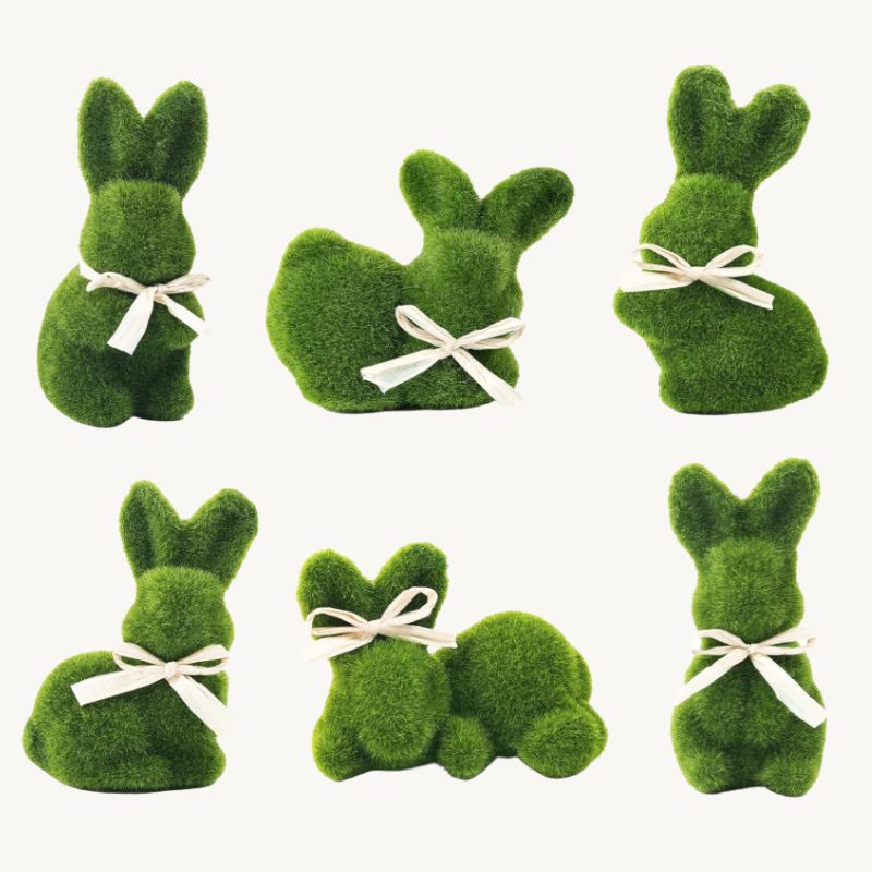 Moss Rabbit Decor – Set of 6 Whimsical Spring Bunny Figurines | Willow Haven Co Moss Rabbit Decor – Set of 6 Whimsical Spring Bunny Figurines