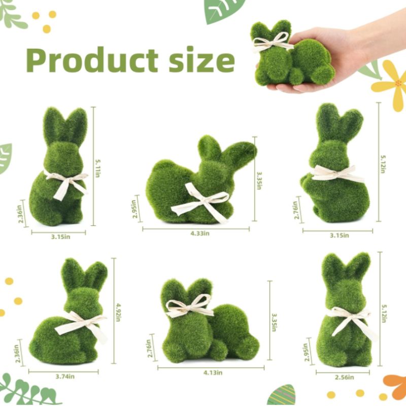 Moss Rabbit Decor – Set of 6 Whimsical Spring Bunny Figurines | Willow Haven Co Moss Rabbit Decor – Set of 6 Whimsical Spring Bunny Figurines - Image 4