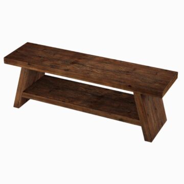 Solid Wood Entryway Bench with Open Shelf – Farmhouse Style