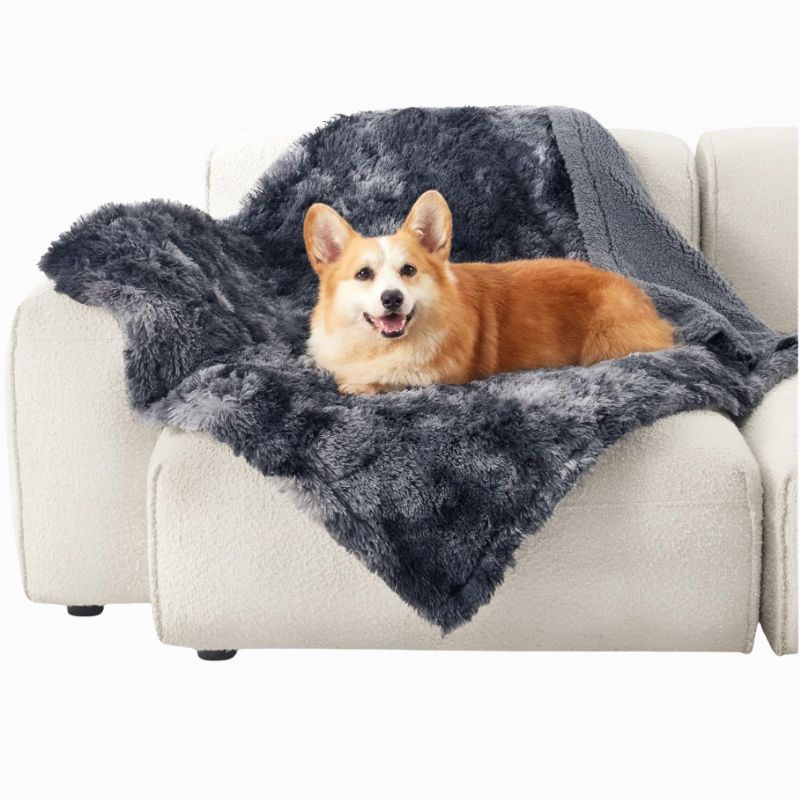 Waterproof Dog Blanket – Cozy Washable Throw for Beds, Crates & Furniture | Willow Haven Co Waterproof dog blanket on sofa with dog resting comfortably