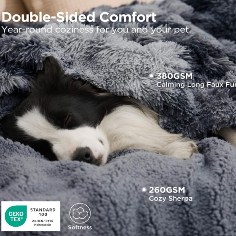 Waterproof Dog Blanket – Cozy Washable Throw for Beds, Crates & Furniture | Willow Haven Co Double-sided waterproof dog blanket with faux fur and sherpa fleece