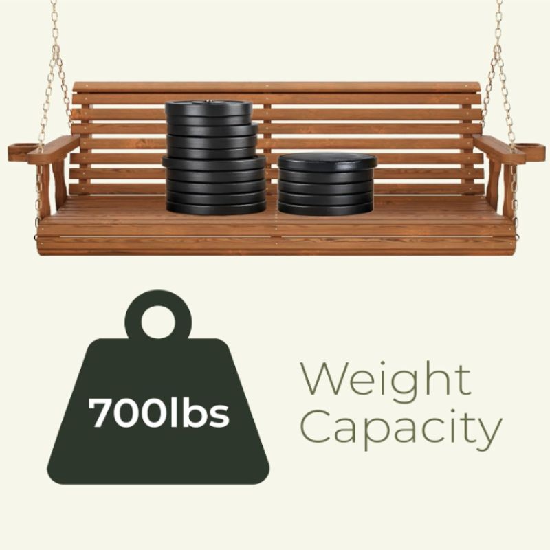 Amish Wooden Porch Swing with Cup Holders – Amish Rollback Patio Swing | Willow Haven Co heavy duty wooden porch swing weight capacity up to 700 pounds