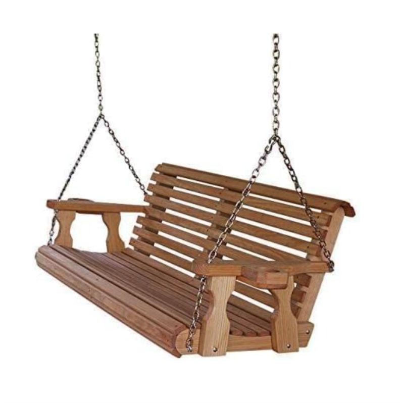 Amish Wooden Porch Swing with Cup Holders – Amish Rollback Patio Swing | Willow Haven Co Amish Casual rollback wooden porch swing with cup holders hanging bench for patio or porch
