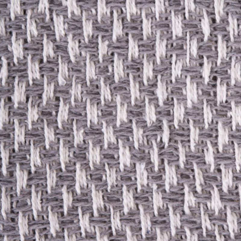 Cotton Basket Weave Throw Blanket with Fringe – 50x60 Neutral Cozy Throw | Willow Haven Co close-up of gray and white cotton basket weave throw blanket texture
