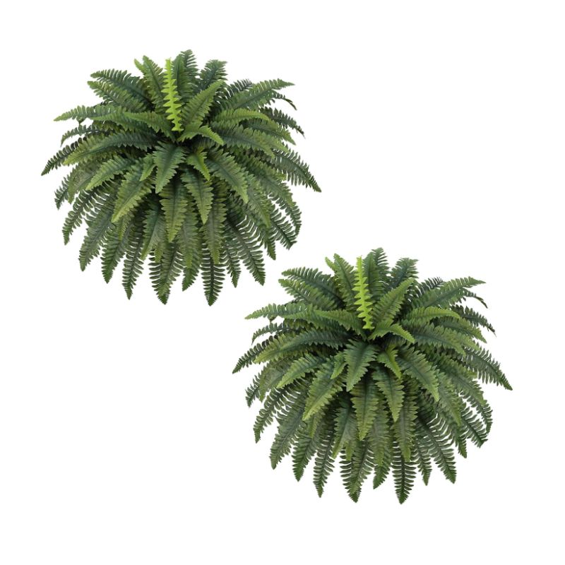 Artificial Boston Fern Bush Plants – 2 Bundles Faux Outdoor Ferns | Willow Haven Co artificial Boston fern bush plants outdoor porch greenery