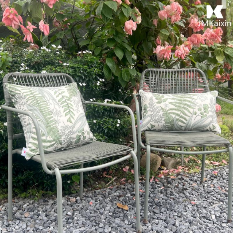 Botanical Fern Throw Pillows with Inserts (Set of 2) – Waterproof 18x18 Decorative Patio Pillows | Willow Haven Co botanical fern outdoor throw pillows on patio chairs