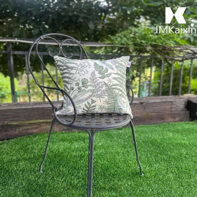 Botanical Fern Throw Pillows with Inserts (Set of 2) – Waterproof 18x18 Decorative Patio Pillows | Willow Haven Co green botanical fern decorative pillow on metal patio chair