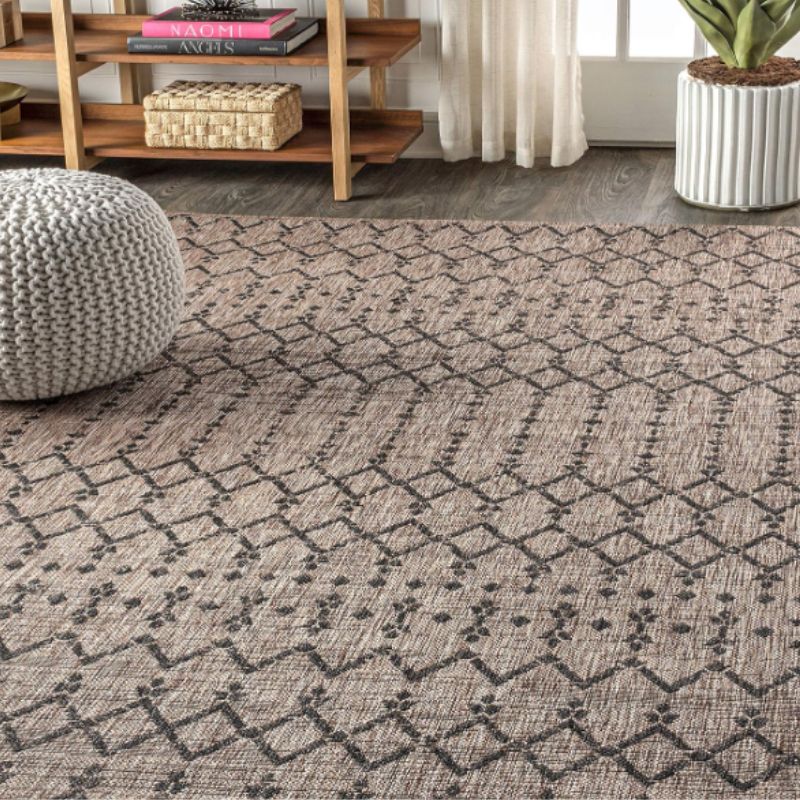 Moroccan Geometric Indoor Outdoor Area Rug – Natural & Black | Willow Haven Co indoor outdoor moroccan geometric rug living room