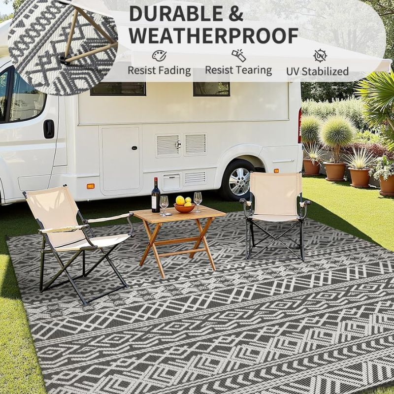 MontVoo Reversible Outdoor Patio Rug 8x10 – Waterproof Boho Plastic Straw Rug | Willow Haven Co durable weatherproof reversible outdoor patio rug