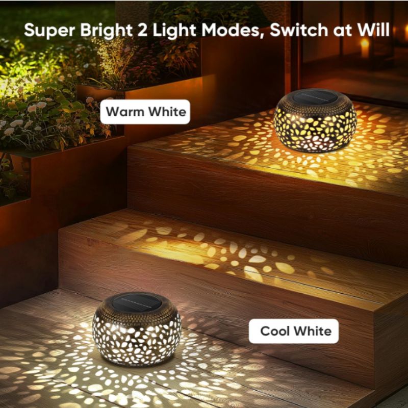 Solar Outdoor Lanterns – Bronze Metal Tabletop Patio Lights (2 Pack) | Willow Haven Co solar outdoor lantern warm white and cool white lighting modes