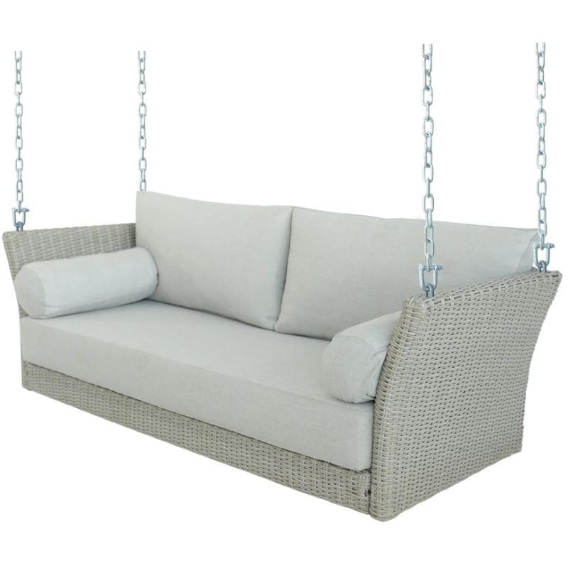 Wicker Porch Swing Daybed with Cushions – Sonoma Outdoor Hanging Patio Swing | Willow Haven Co wicker porch swing daybed with cushions and chain hanging system