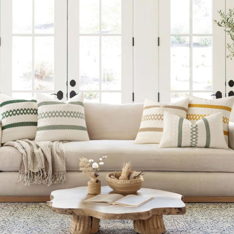 Sage Green & Cream Boho Pillow Covers (Set of 2) – Cozy Textured Accent | Willow Haven Co boho pillow covers in multiple color options including sage green and neutral tones