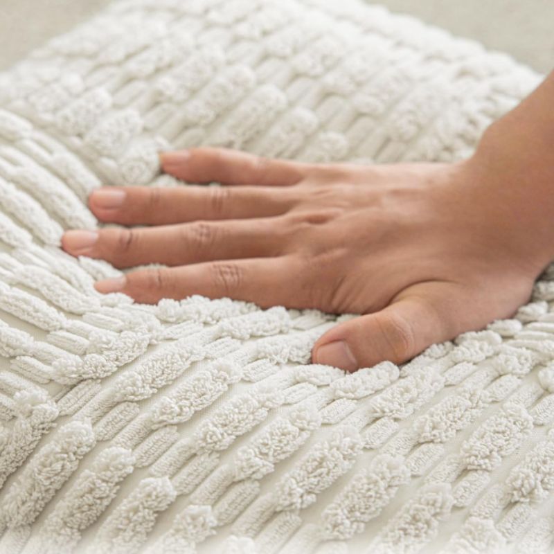 Textured Cream Corduroy Pillow Covers (Set of 2, 18x18 Neutral Throw Pillows) | Willow Haven Co soft corduroy texture of cream pillow cover showing plush cozy fabric