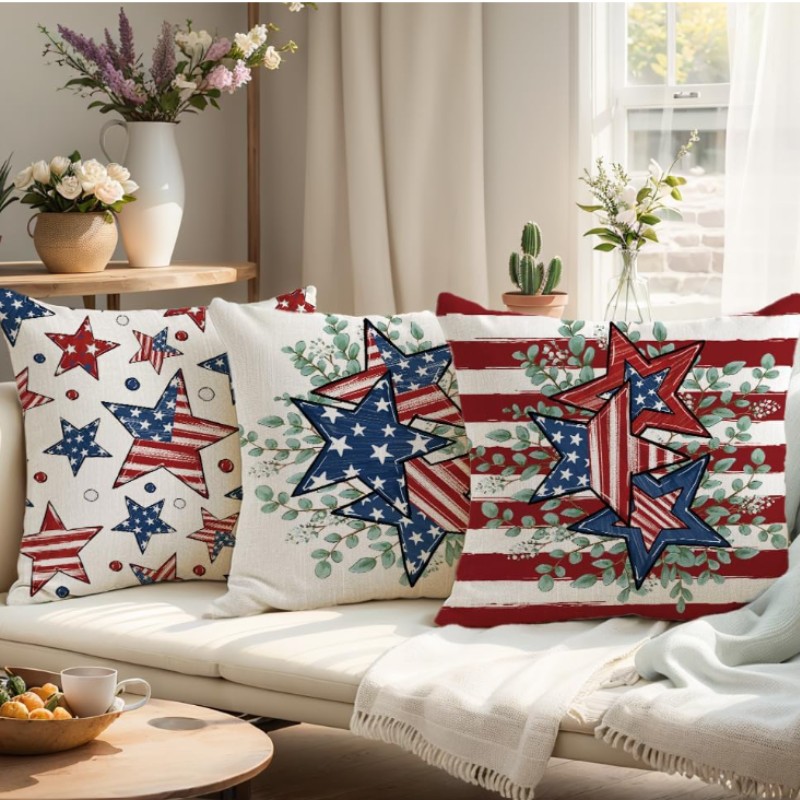 Cozy Patriotic Throw Pillow Covers for Summer | Willow Haven Co Patriotic pillow cover pattern options for summer home decor