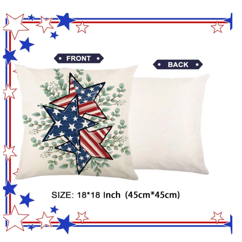 Cozy Patriotic Throw Pillow Covers for Summer | Willow Haven Co 18x18 patriotic throw pillow cover front and back size guide