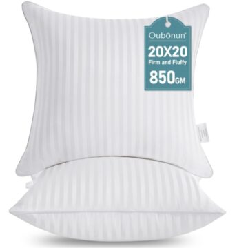 Firm and fluffy 20x20 white throw pillow inserts set of 2