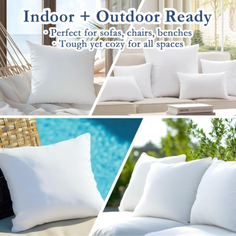 Waterproof 20 x 20 Outdoor Pillow Inserts (Set of 2) | Willow Haven Co Indoor and outdoor waterproof pillow inserts for patio furniture