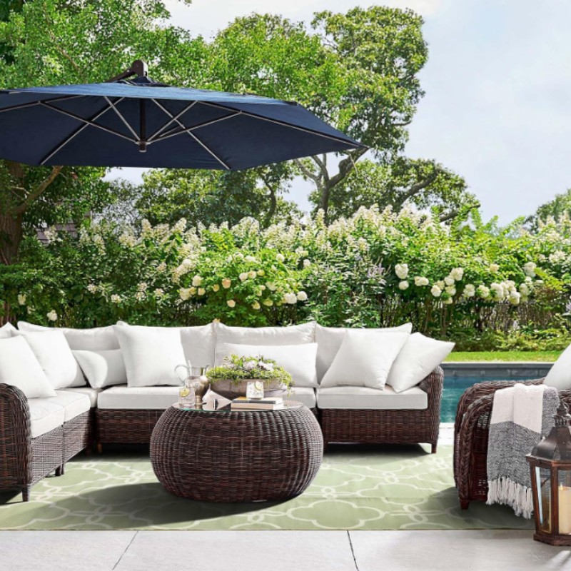 Waterproof Outdoor 12 x 20 Lumbar Pillow Inserts (Set of 2) | Willow Haven Co outdoor patio lumbar pillow inserts on wicker furniture