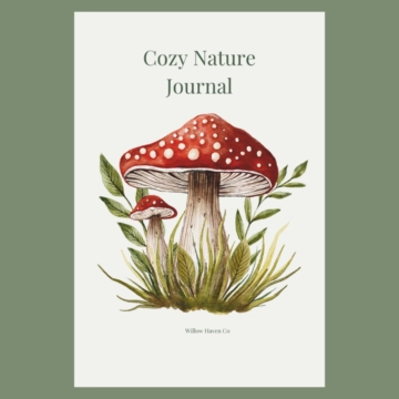 Cozy Nature Journal cover featuring woodland mushroom artwork