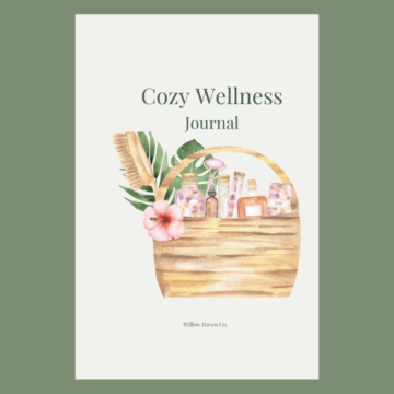 Cozy Wellness Journal cover featuring wellness basket artwork