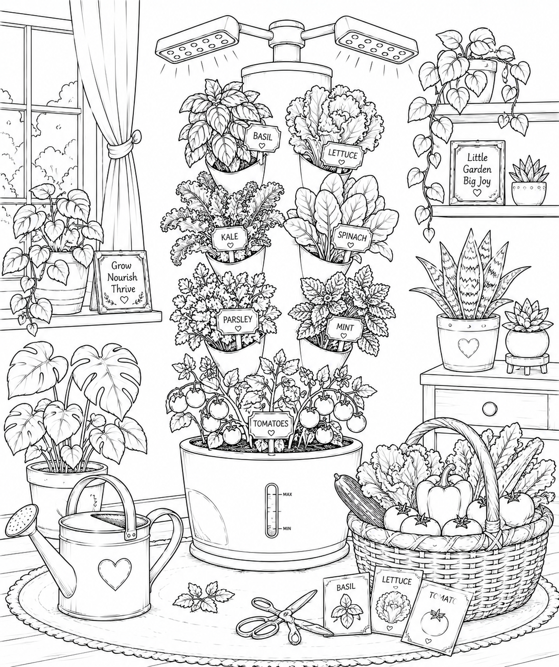 Cozy Garden Coloring Book: 50 Cozy Garden Scenes to Color | Willow Haven Co Cozy Garden Indoor Tower Garden